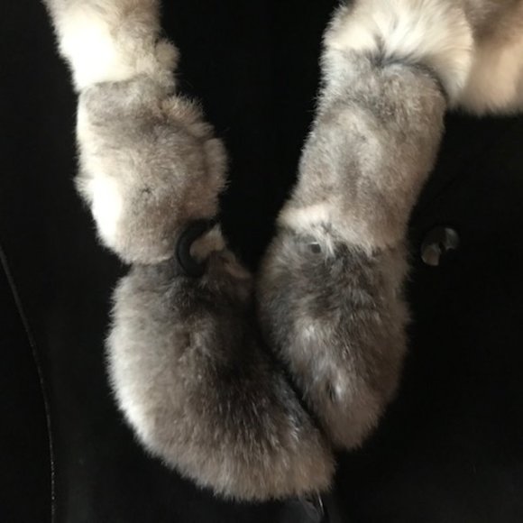 Fur Coat- Sherlin Coat with Hood, Rabbit Trim - Picture 5 of 8